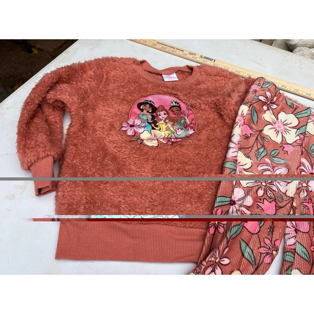 Disney Princess 2-Piece Outfit Set Jasmine Belle Floral Sweatshirt Pants 3T